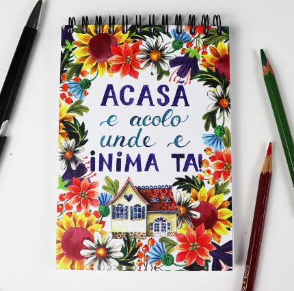Carnet A6, 80 file albe “Acasă e acolo unde e inima ta!“
