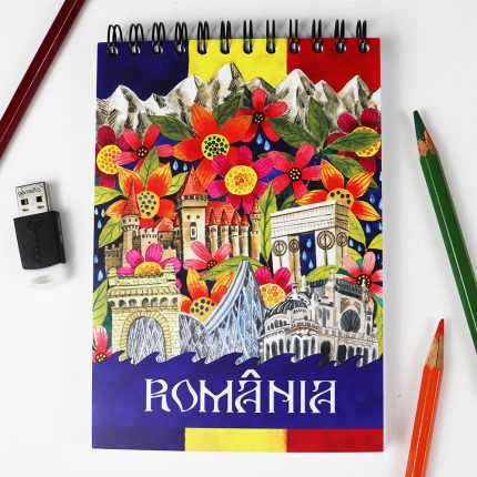 Carnet A6, 80 file albe “România“