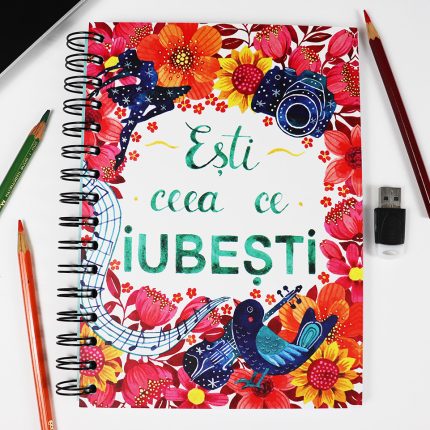Jurnal de notițe PREMIUM A5, 100 file albe “Ești ceea ce iubești“